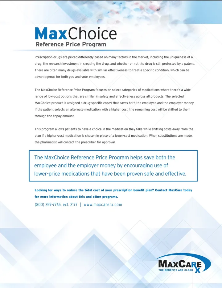 Preview of the MaxChoice one-sheet